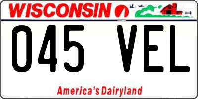 WI license plate 045VEL
