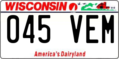 WI license plate 045VEM