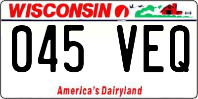 WI license plate 045VEQ