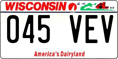 WI license plate 045VEV