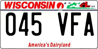 WI license plate 045VFA