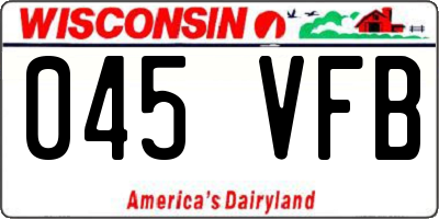 WI license plate 045VFB
