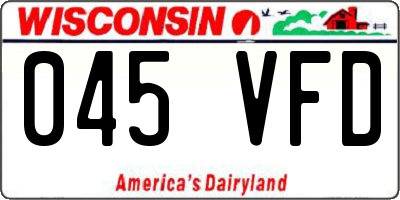 WI license plate 045VFD