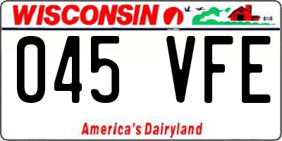 WI license plate 045VFE