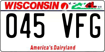 WI license plate 045VFG