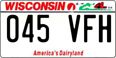 WI license plate 045VFH