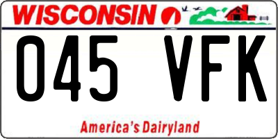 WI license plate 045VFK