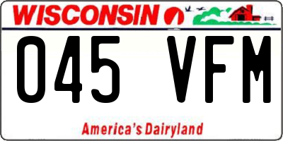 WI license plate 045VFM
