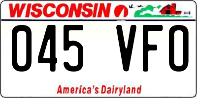 WI license plate 045VFO