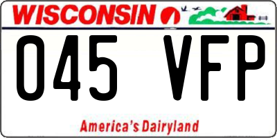 WI license plate 045VFP