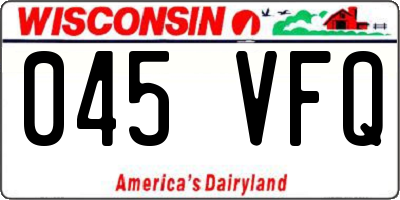 WI license plate 045VFQ