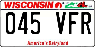 WI license plate 045VFR