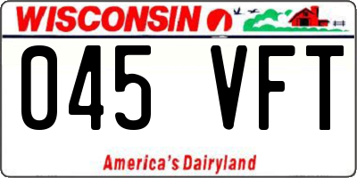 WI license plate 045VFT