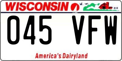 WI license plate 045VFW