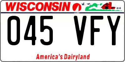 WI license plate 045VFY
