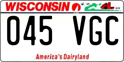 WI license plate 045VGC