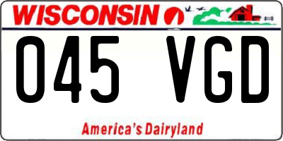 WI license plate 045VGD