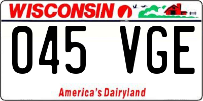 WI license plate 045VGE