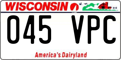 WI license plate 045VPC