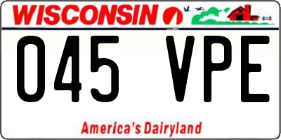 WI license plate 045VPE