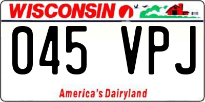 WI license plate 045VPJ