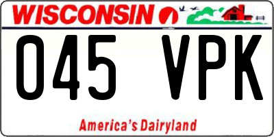 WI license plate 045VPK