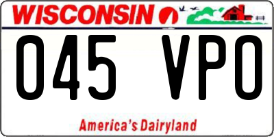 WI license plate 045VPO