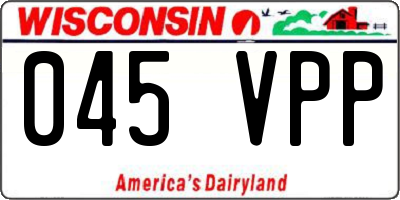 WI license plate 045VPP