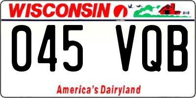 WI license plate 045VQB
