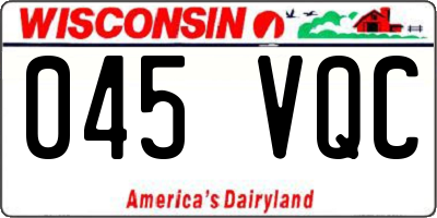 WI license plate 045VQC