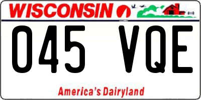 WI license plate 045VQE