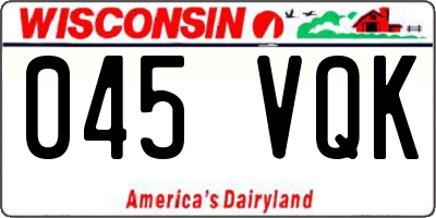 WI license plate 045VQK
