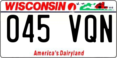 WI license plate 045VQN