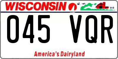 WI license plate 045VQR