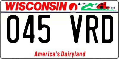 WI license plate 045VRD