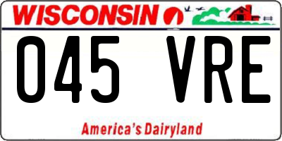 WI license plate 045VRE