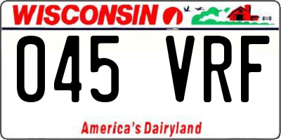 WI license plate 045VRF