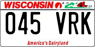WI license plate 045VRK