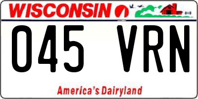 WI license plate 045VRN