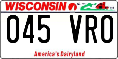 WI license plate 045VRO