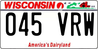 WI license plate 045VRW