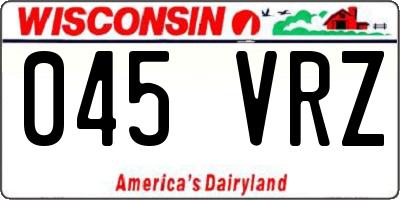 WI license plate 045VRZ