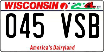 WI license plate 045VSB