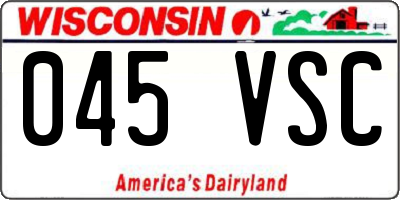 WI license plate 045VSC