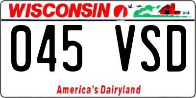 WI license plate 045VSD