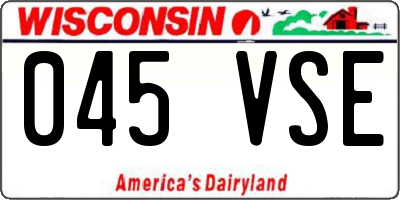 WI license plate 045VSE