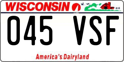 WI license plate 045VSF