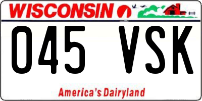 WI license plate 045VSK