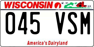 WI license plate 045VSM