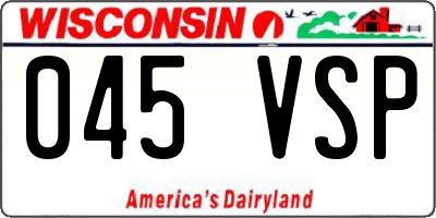 WI license plate 045VSP